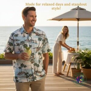 Batik Bay Men's‎ Short Sleeve Hawaiian Shirt Tropical Print Casual Button XL